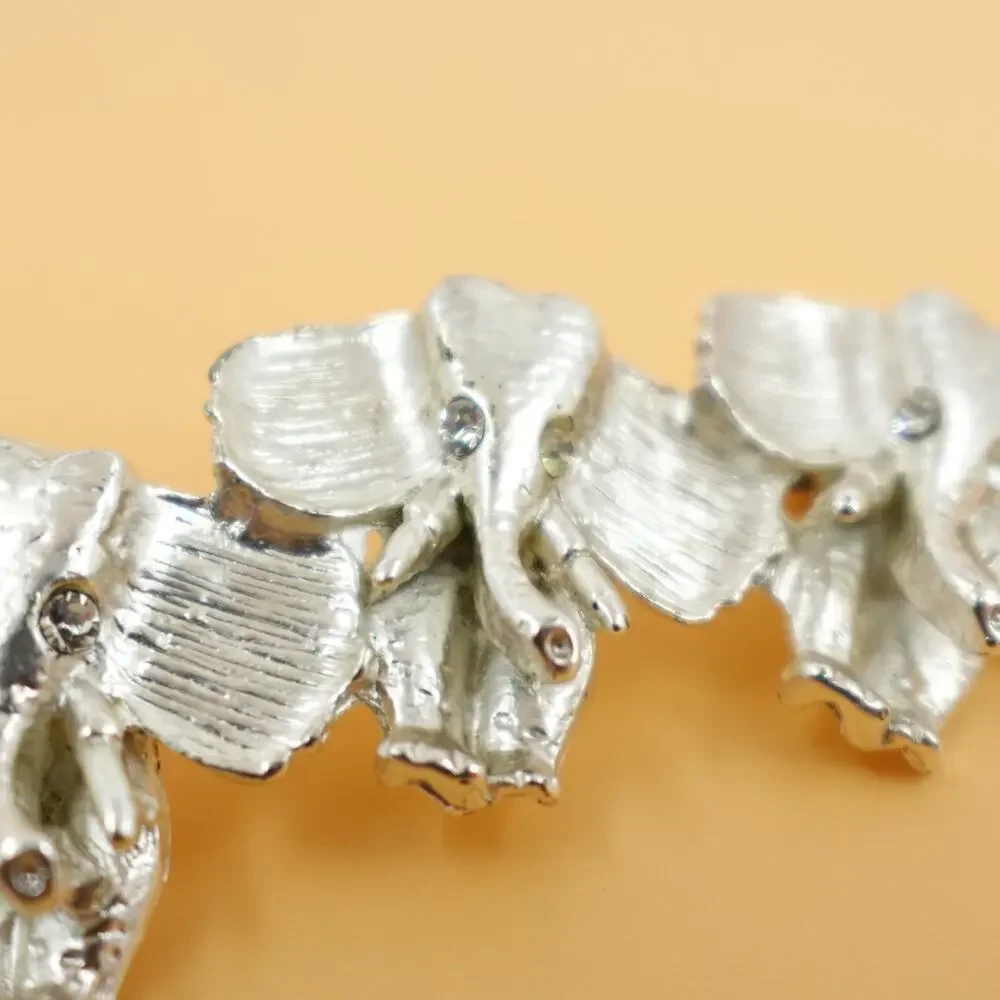 Elephant‎ Brooch Silver-Tone Rhinestone Eye Novelty Pin